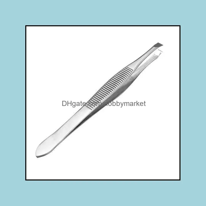 Stainless steel eyebrow tweezers hair removal clip beauty tool silver