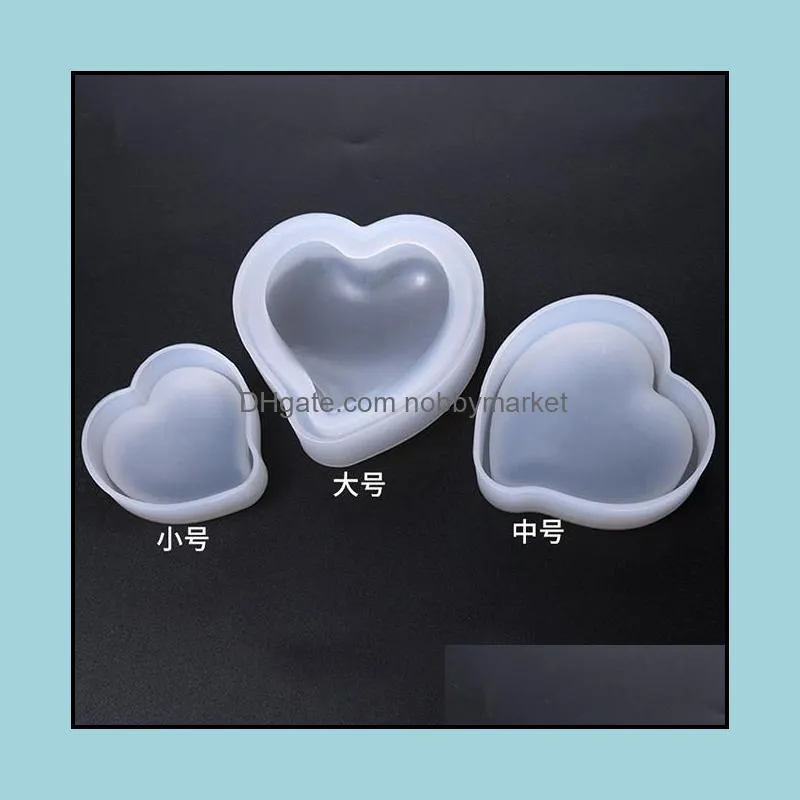 3D Silicone Heart Mold Resin Pendant Jewelry Making Mould Clay Polymer Casting Craft DIY 3 Size Clear Color