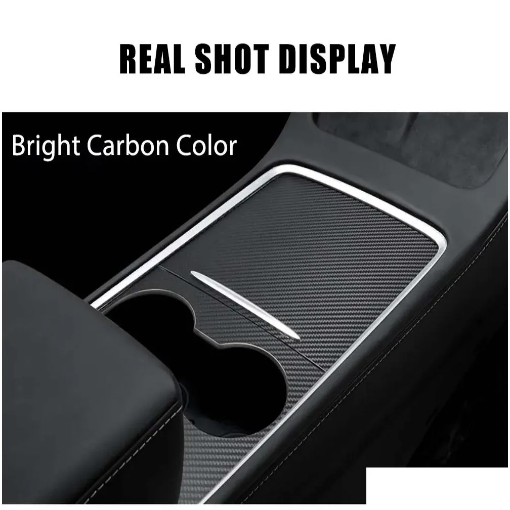  car central control panel sticker trim for tesla model 3 y 2021 2022 interior wood grain center console film carbon control cover car