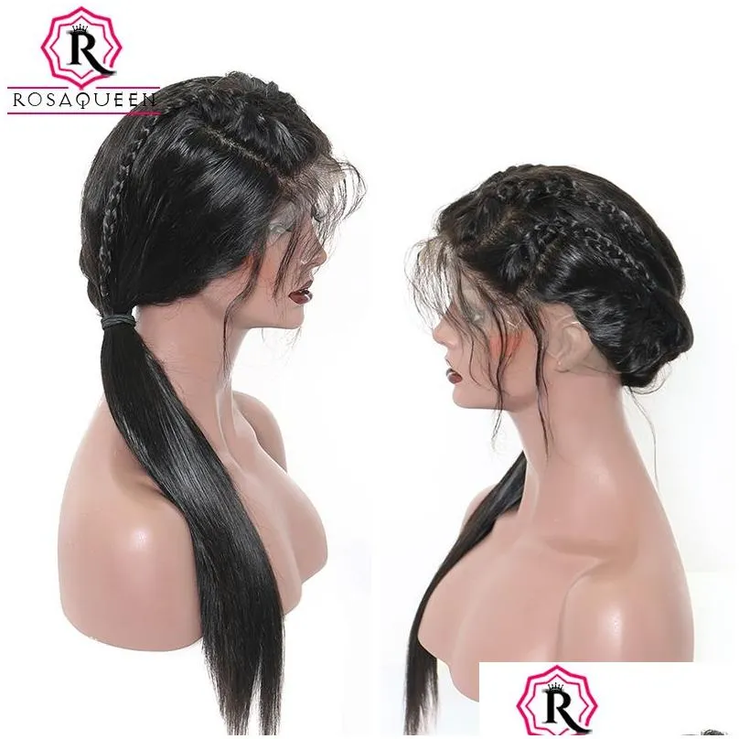 250% Density Lace Front Human Hair Wigs For Black Women Straight Pre Plucked Brazilian Lace Wig Full Ends Rosa Queen Remy