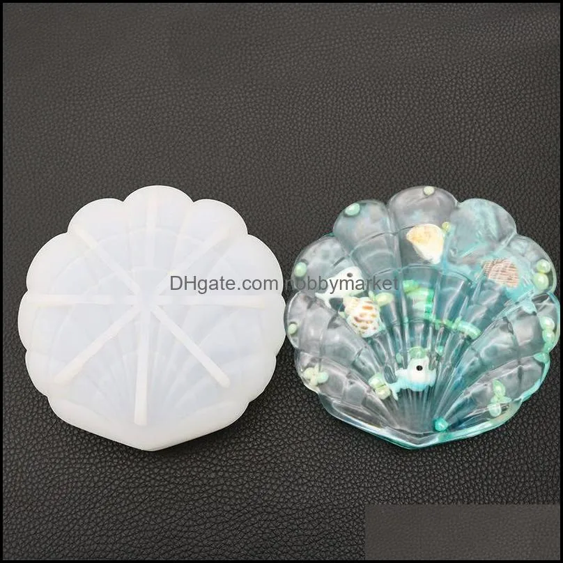 Seashell Silicone Shaker Mould DIY Charm Solft Clear Molds Handmade Shell Storage Boxes Epoxy Resin Craft