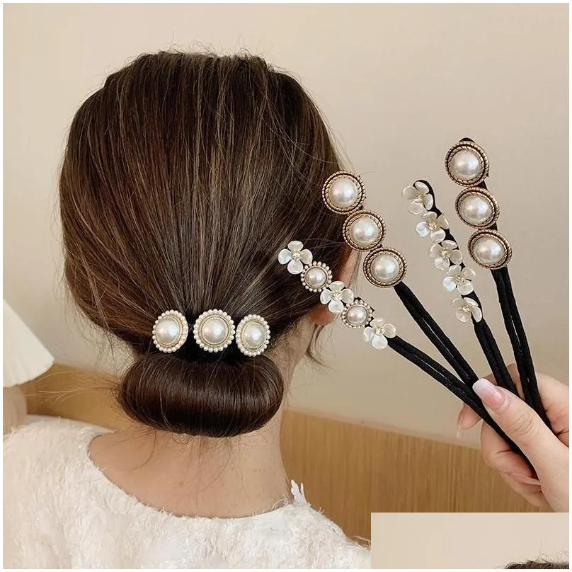 Hair Accessories Fashion Head Band Ball French Twist Magic DIY Tool Bun Maker Sweet Dish Made Pearl Headwear
