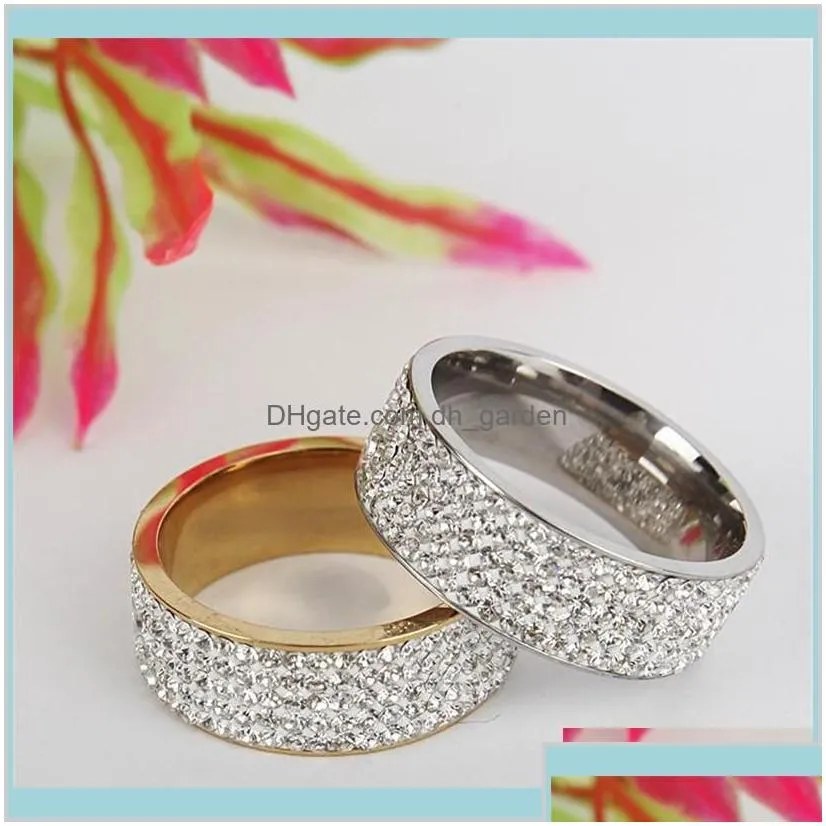 Fashion Stainless Steel 5 Rows Gold Color Crystal Wedding For Women Men Jelwery Accessories Papeh Band Rzytk