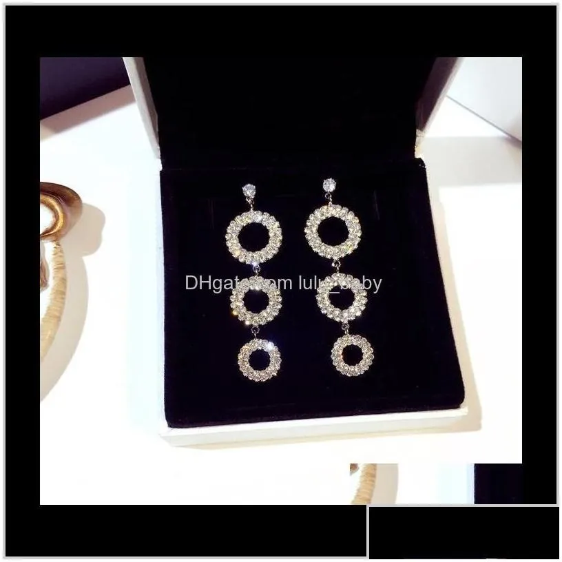 Super Glittering Ins Trendy Fashion Designer Luxury Diamond Zircon Multi Circles Dangle Chandelier Earrings For Woman Girls X9Cmf