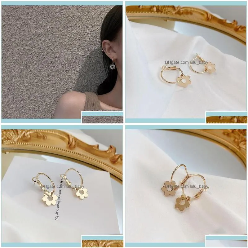 Jewelrygold Color Cute Flower Hoop Earrings For Women Girls Fashion Sweet Piercing Earring Christmas Jewelry Gift C279 & Hie Drop Delivery