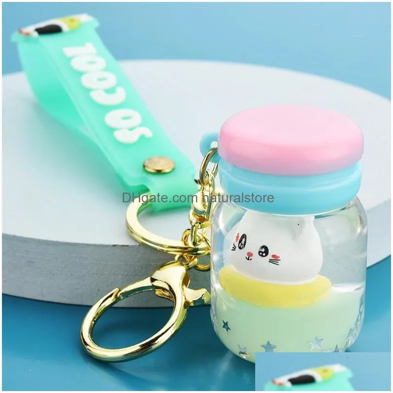 personality floating kitten keychains surfing cat drifting bottle lady handbag car key chain pendant children gift toy