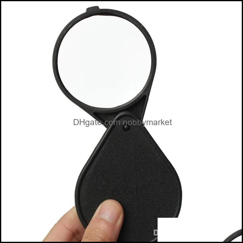 Portable Mini Magnifier Best Promotion for Pocket Magnifying Glass 60mm Lens 10x Magnification Travel Reading Jewellery Watch Repair