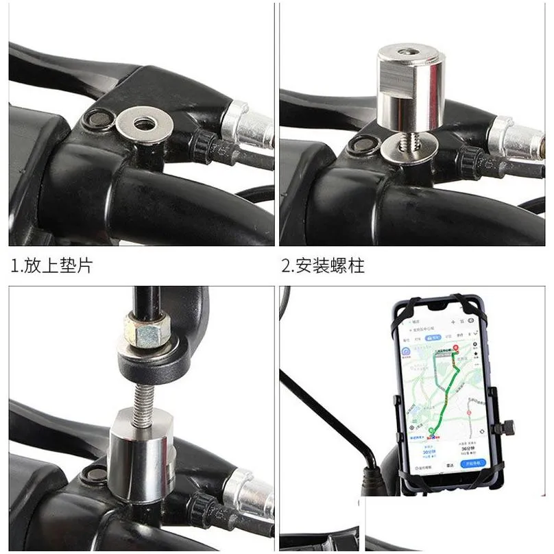 1 piece bike mirror adapter m8 m10 m6 10mm 8mm 6mm universal motorcycle bicycle rearview mirror adapter bolt steel metal