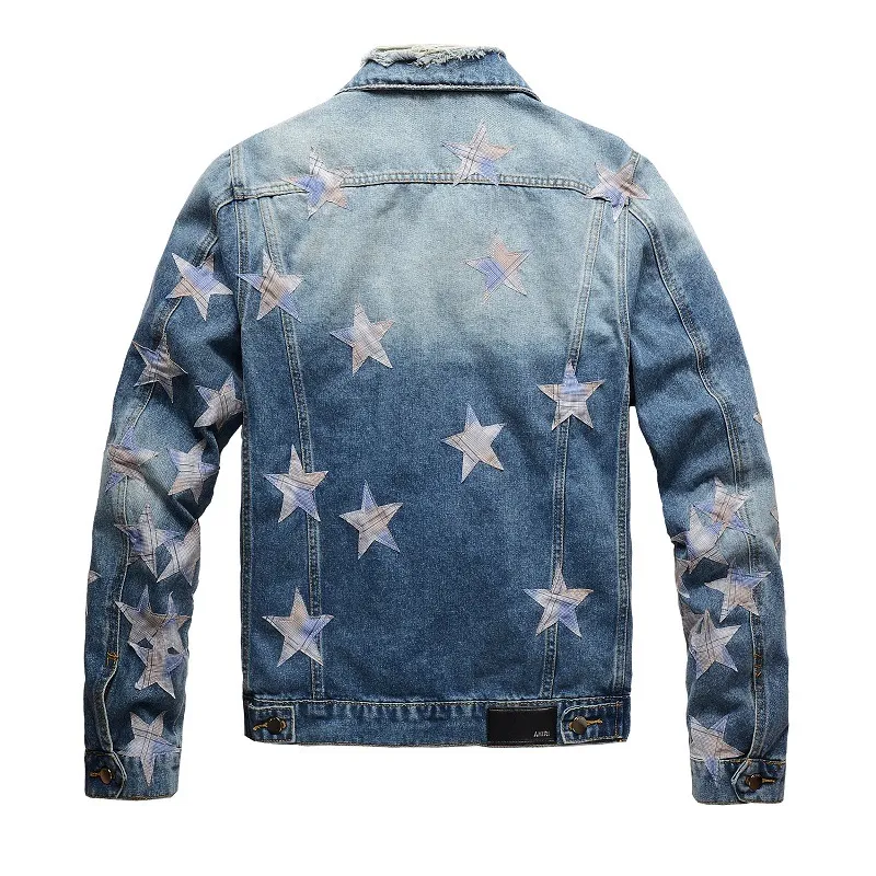 Luxury Jackets AM Mens High Street Jackets Fashion Denim Coat Black Blue Casual Hip Hop Designer Jacket For Male Size M-4XL