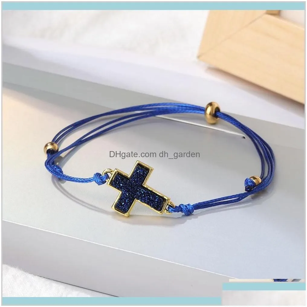 Simple Cross Bracelet Adjustable Braid Lucky String Rope For Women Men Children Handmade Jewelry Gbj1L Charm Bijdu