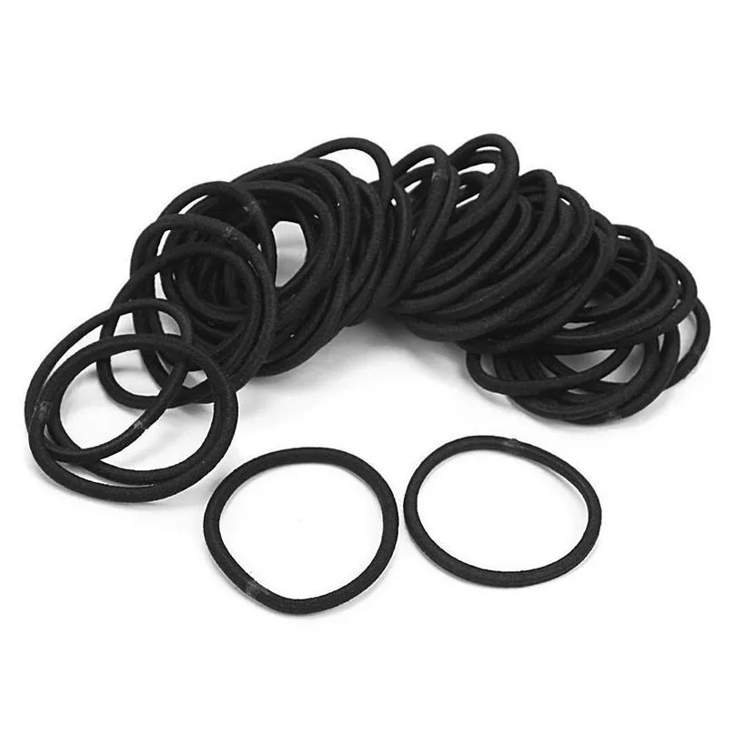 50pcs Women Elastic Hair Ties Band Ropes Rings Ponytail Holder Accessories Black