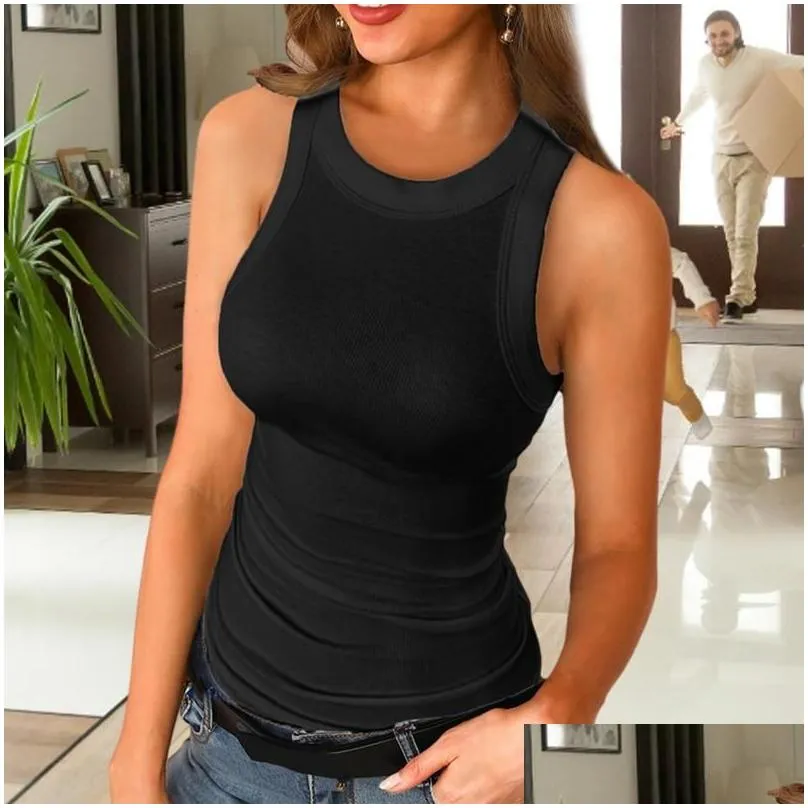 camisoles tanks arrival women tank tops ribbed sleeveless stretch round neck shirt summer sexy t solid casual big size