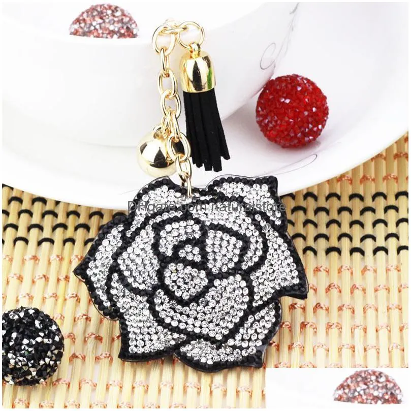 diamond painting key rings rose full drill special shaped women bag decoration pendant ornament keychain gift