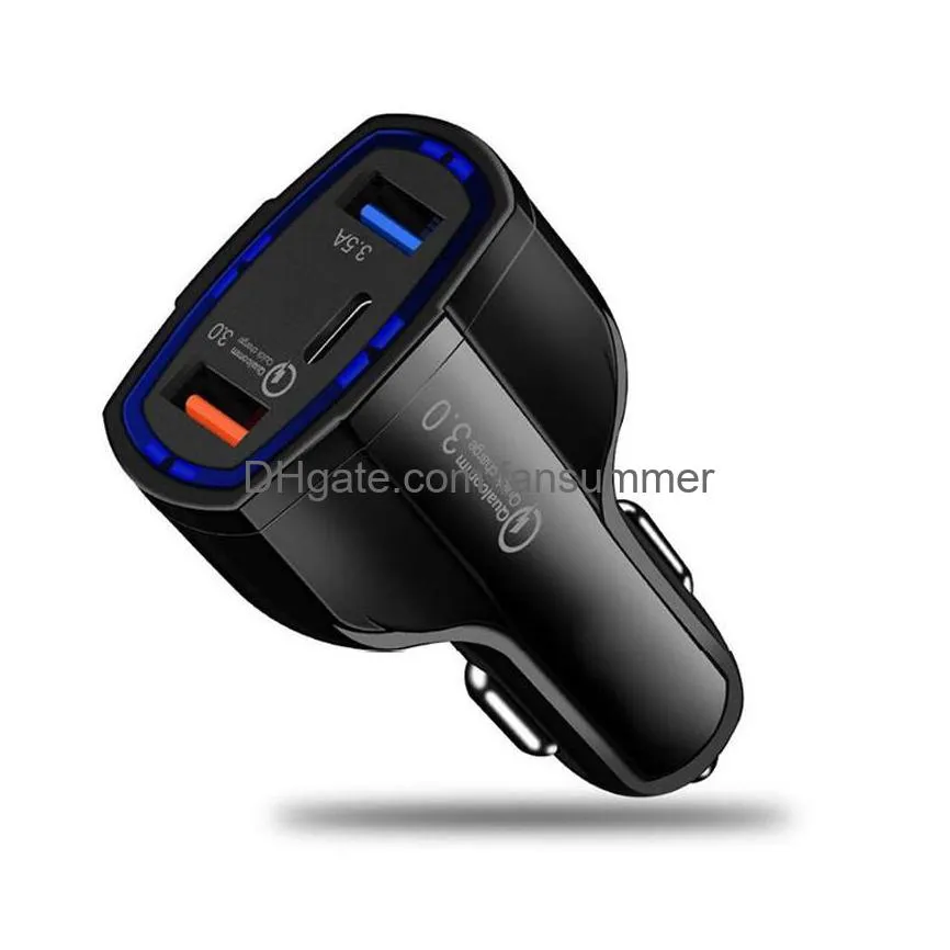 type c pd car  3 usb ports fast quick charging auto power adapter 35w 7a cars chargers for phone samsung universal