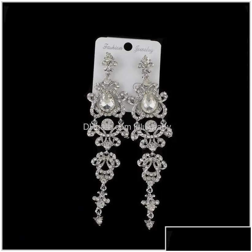 European Style Silver Plated Alloy Crystal Rhinestone Dangle Earrings Wny4V Charm Glvtk