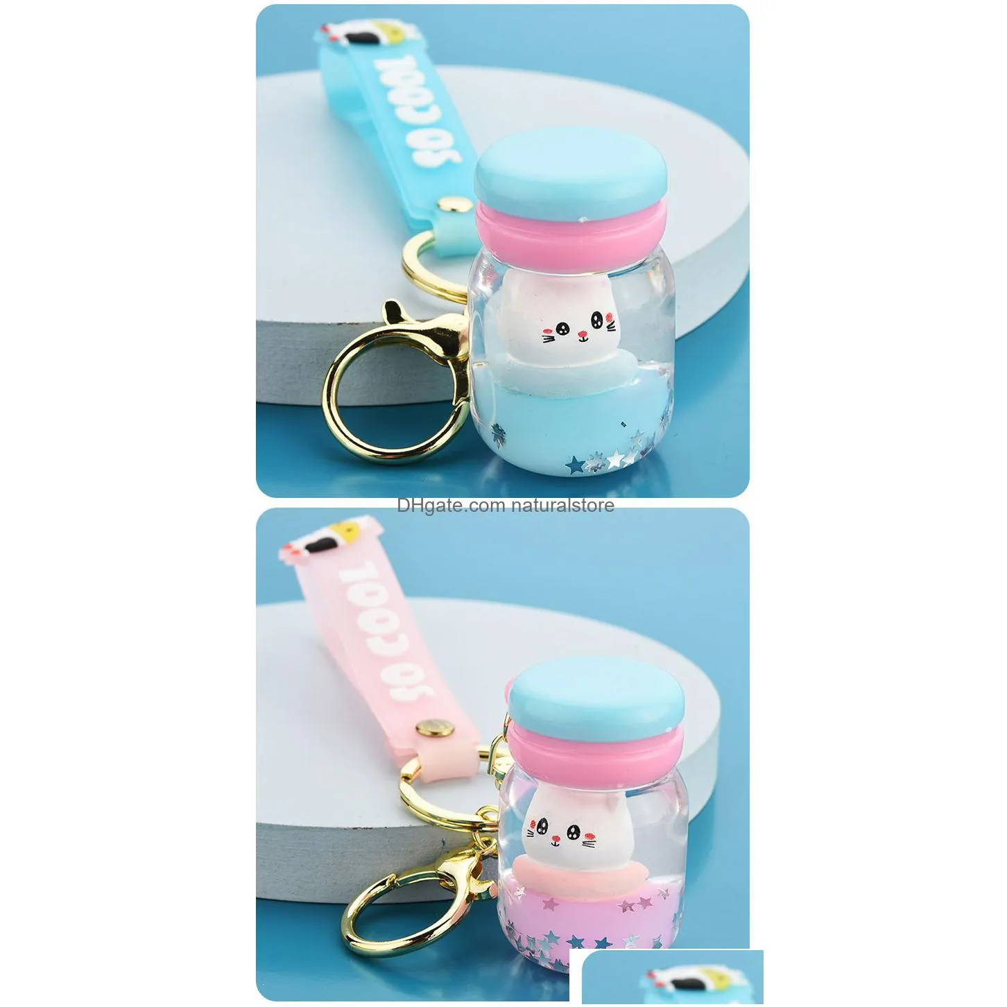 personality floating kitten keychains surfing cat drifting bottle lady handbag car key chain pendant children gift toy