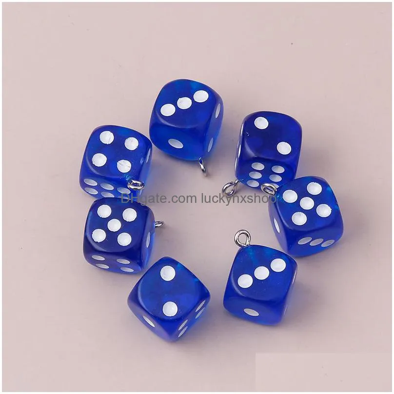 3d dice pendants 10pcs/lot charms for making jewelry findings crafting cute earrings necklaces multi color handmade accessories 14 x