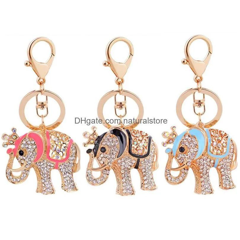 creative alloy elephant keychain accessories cute animal keychains fashion keyrings women bag charm pendant car key rings holder