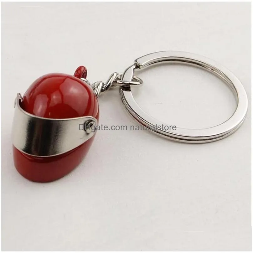personality metal motorcycle helmet key chains fashion stereo safety auto bag car keychain gift jewelry