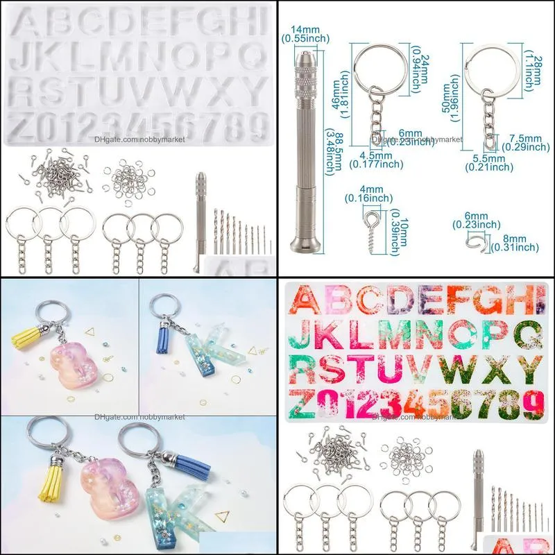 DIY Jewelry Sets with Silicone Moulds For UV Resin Epoxy Resin Jewelry Making Letter AZ and Number 09 Stainless Stell Findings
