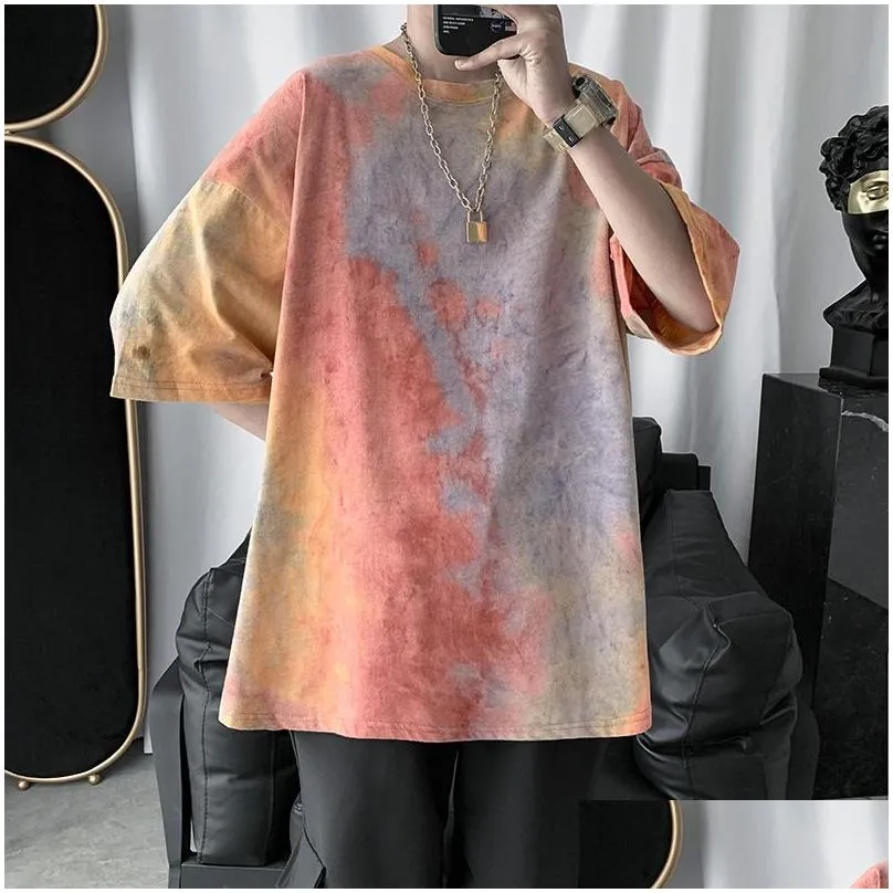 t shirt for men summer half-sleeve shirt t-shirt mens loose harajuku 5-point short sleeve men clothing one piece t