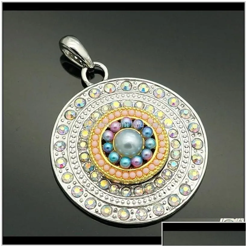 Necklaces & Pendants Jewelry Fashion Beauty Rhinestone Round Metal Pendant Necklace 60Cm Fit 18Mm Snap Buttons Jewelry Xl0146 Drop