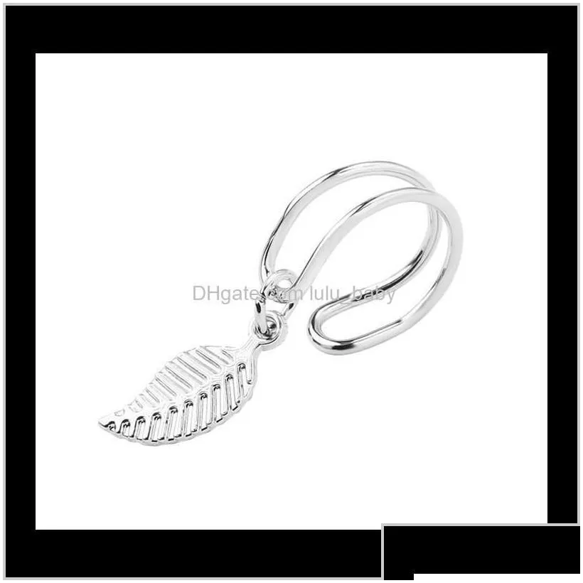 Clip-On & Screw Back Drop Delivery 2021 Fashion No Pierced Ear Cuff Wrap Leaf Feather Pendant Non-Piercing Clip Earrings For Women Party