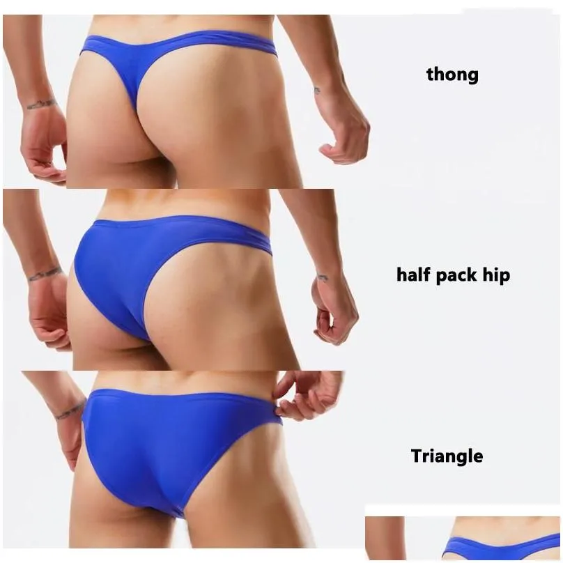mens shorts 2021 royal blue men sexy tight low waist swimwear bikini swimsuits thong swim trunks half pack hip briefs short