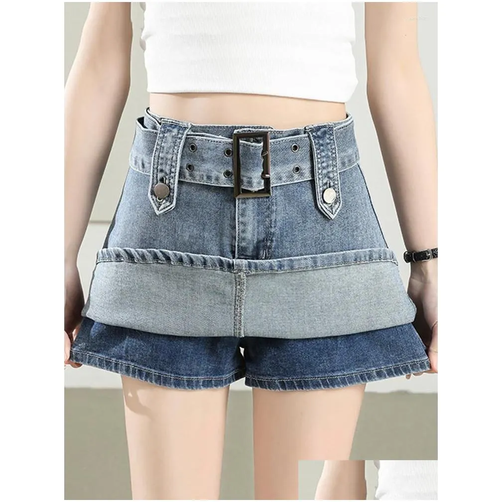 skirts skirt womens anti-glare a-line short hakama summer stretch denim ins tide high waist shorts