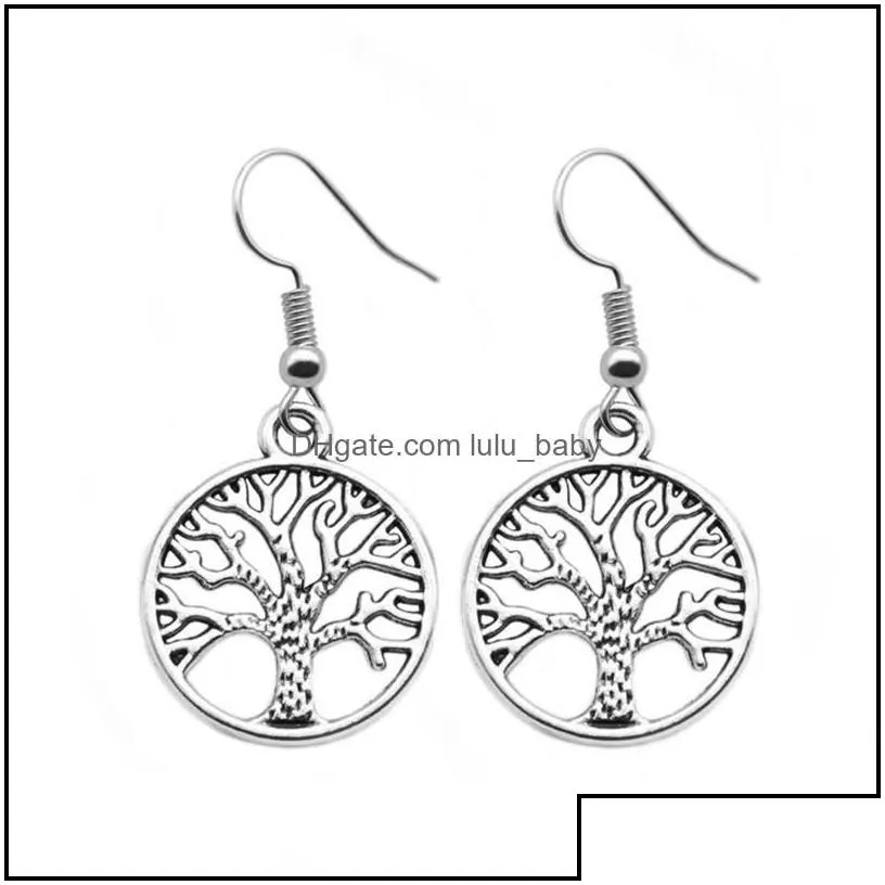 Dangle Chandelier Earrings Jewelry Tree Of Life Hollow Trees Eardrop Sier Plated Retro Fashion Lady Big Earring 0 8Zk J2B Drop Delivery