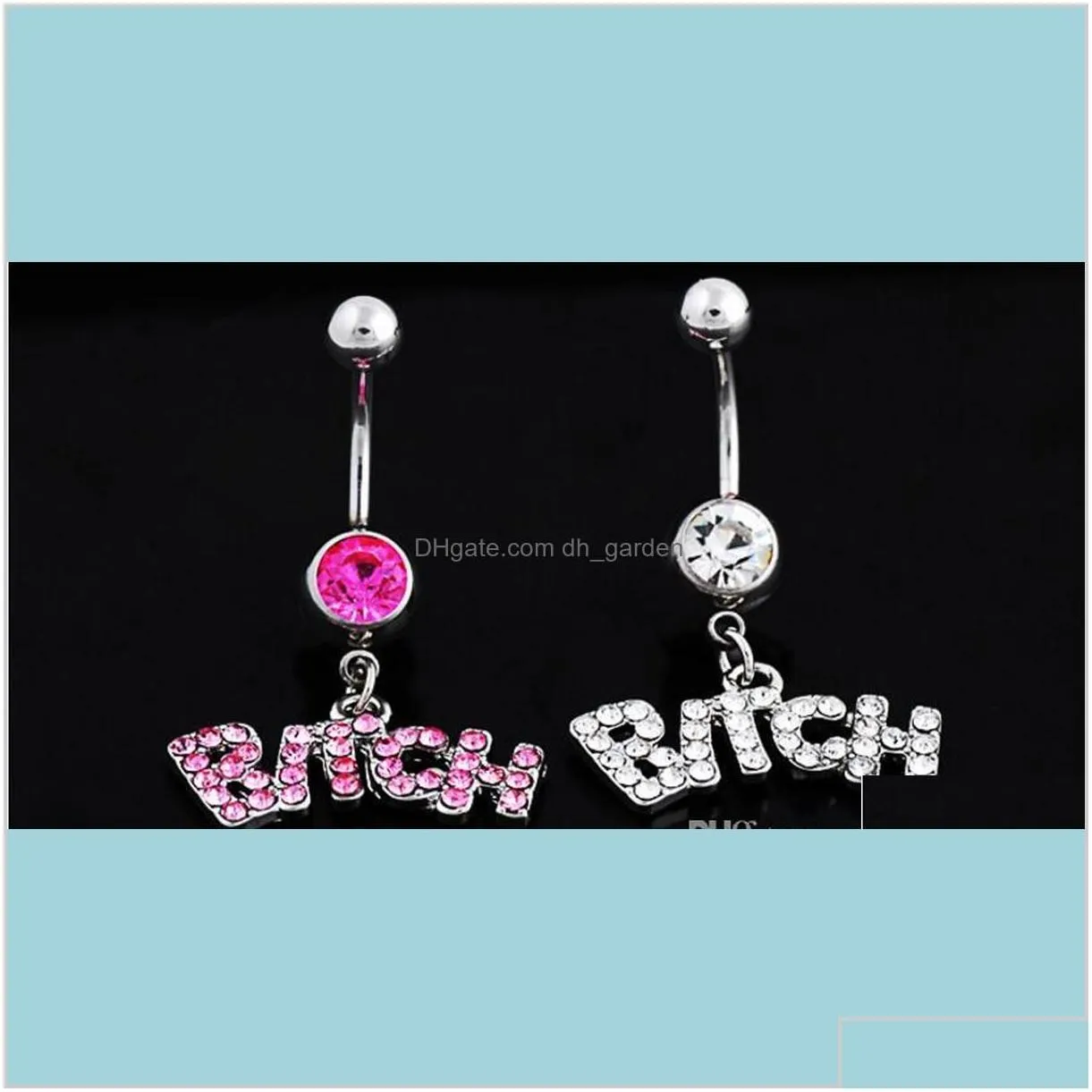 Silverpink Sexy Crystal Body Piercing Surgical Belly Ring Jewelry Bar Fgjat Bell Rings Ajhpd