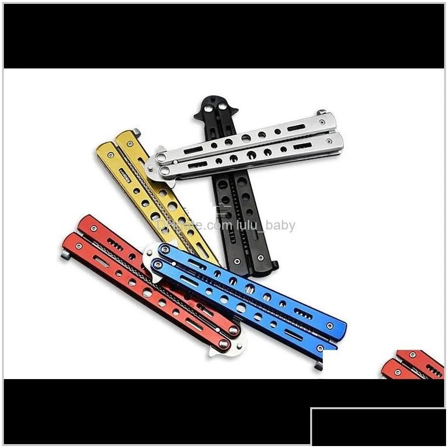 100Pcs Fashion Delicate Pro Salon Stainless Steel Folding Training Butterfly Practice Style Knife Comb Tool Jwgde Djlet