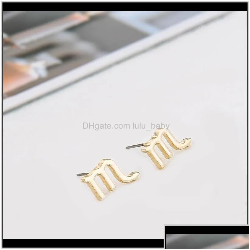 Fashion 12 Constellation Earring Classic Silver Gold Zodiac Sign Earrings Jewelry With Gift Card Qoh3P 16Aqr