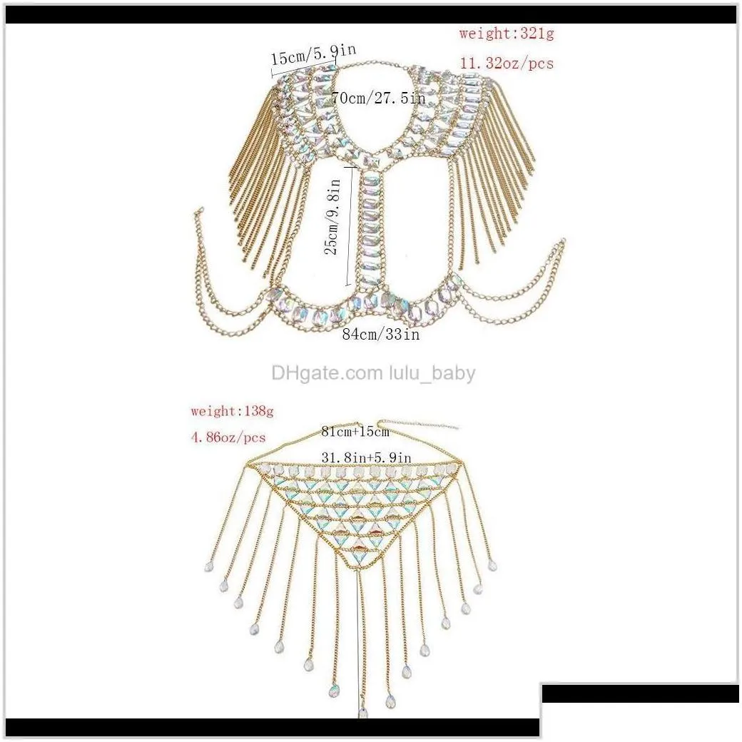 High Quality Glittering Very Beautiful Colorful Acrylic Crystal Tassel Fashion Sexy Bra Skirt Set Waist Body Chain Jewelry Gold Hqr0Y