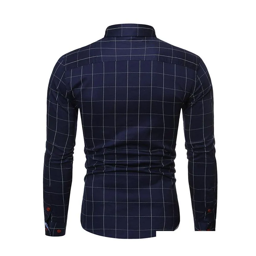 mens dress shirt plaid shirt youth business plaid long sleeve shirt wish korean slim fit men