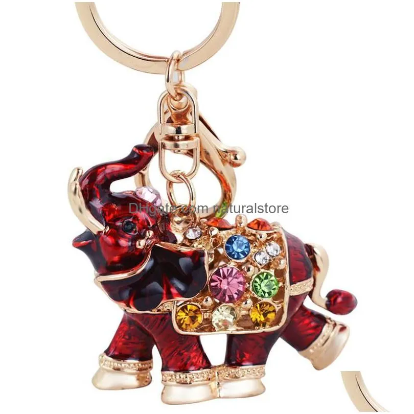 creative alloy elephant keychain accessories cute animal keychains fashion keyrings women bag charm pendant car key rings holder