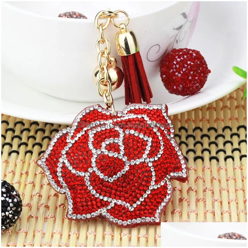 diamond painting key rings rose full drill special shaped women bag decoration pendant ornament keychain gift