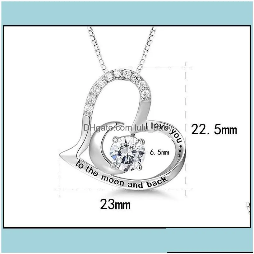 Pendant Necklaces S925 Sterling Sier Necklace For Women I Love You To The Moon And Back Wife Birthday Gifts Mum Msee Pics Day Drop De