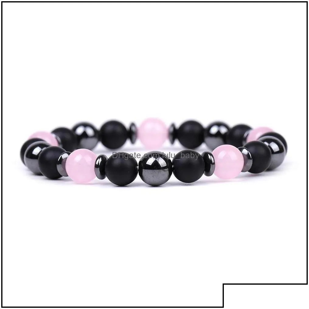 Beaded Strands Chakra Stone Beaded Strand Bracelet Healing Energy Yoga For Men Women Pink Crystal Green Aventurine Baby Dhx1T