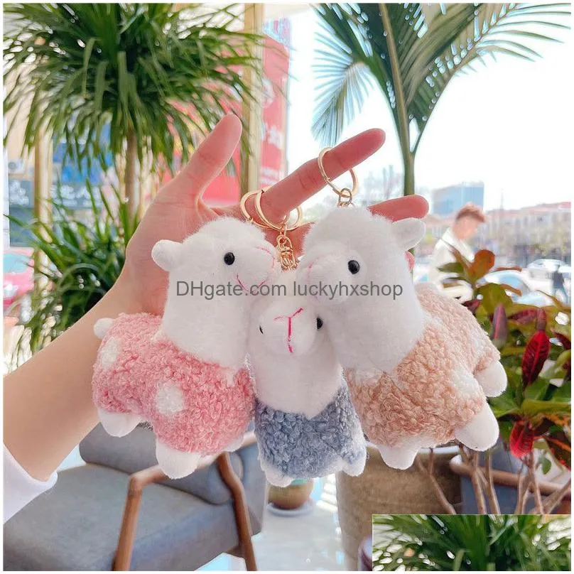 11cm lovely alpaca keychains plush toy soft stuffed cute sheep llama animal dolls keychain gift