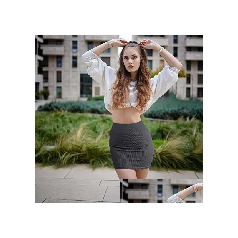 skirts women sexy basic high waisted bodycon mini skirt stretchy solid color tight pencil short clubwear