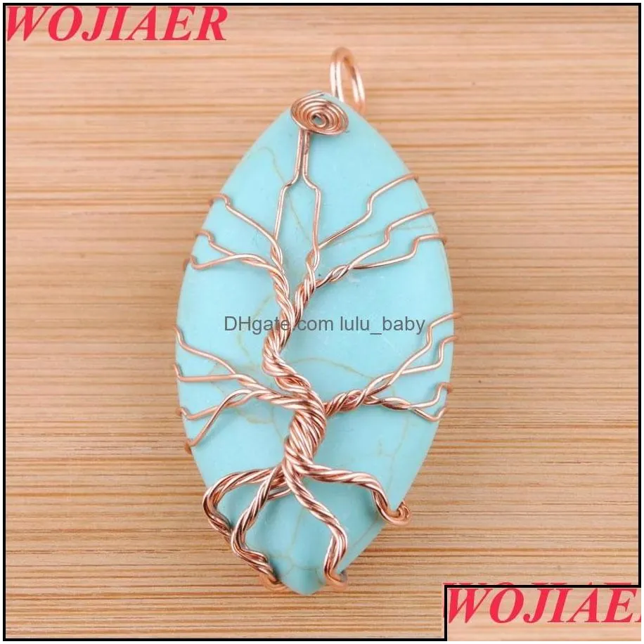 Pendant Necklaces Natural Stone Tree Of Life Pendants Rose Gold Wire Wrap Amethysts Opal Women Men Charm Jewelry Bo920 Drop Lulubaby