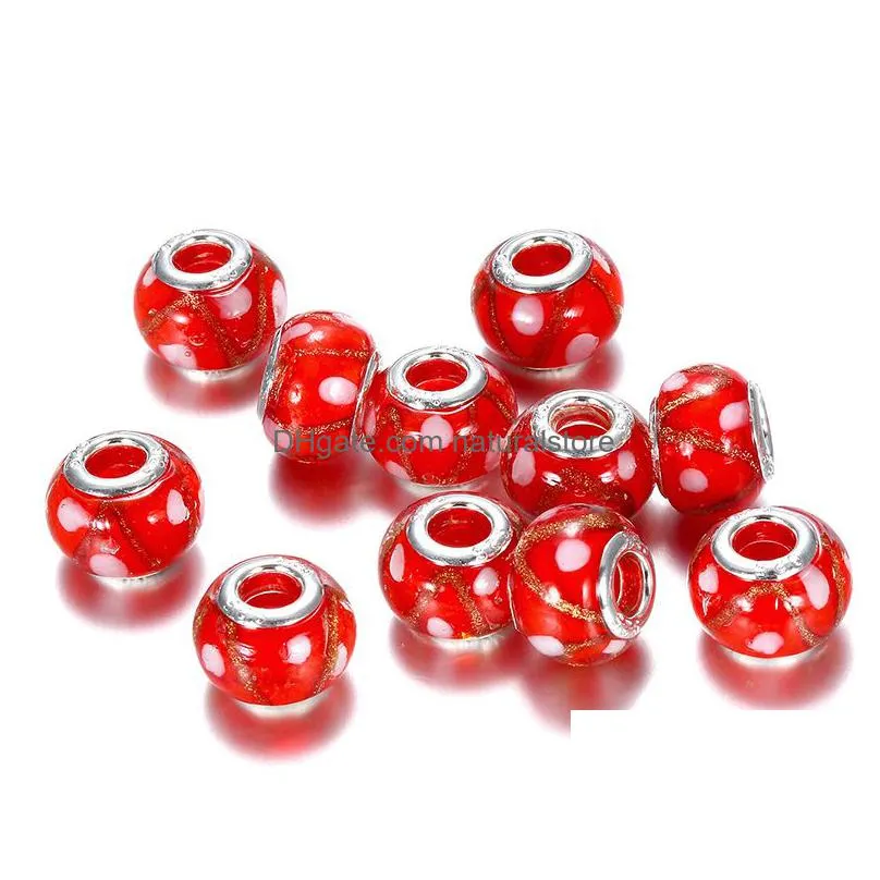 diy fantasy round shape handmade lampwork charms beads fits brand bracelets necklaces for women jewelry making 100pcs