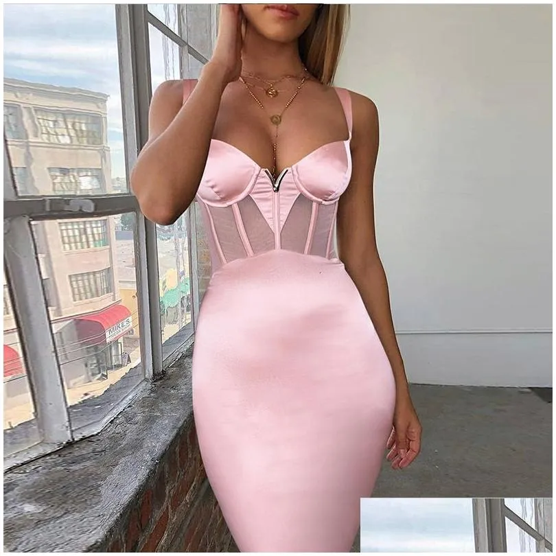 women sexy style rayon bandage dress stitching meshsling tight bandage dress party night club bodycon dress