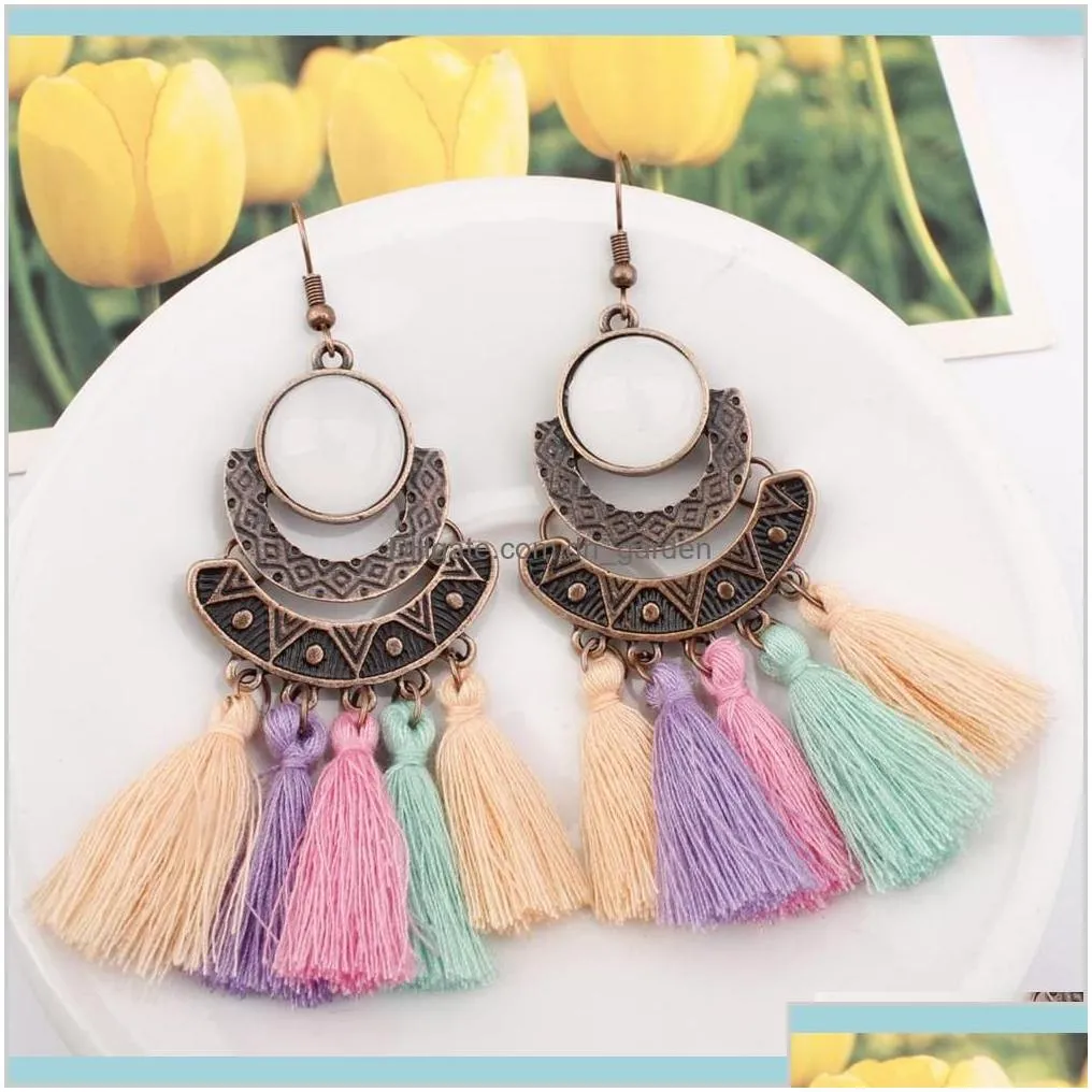 Boho High Quality Wedding Party Jewelry Fashion Exaggerated Woolen Tassel Vintage Personality Earrings For Women Lnkgt Chandelier