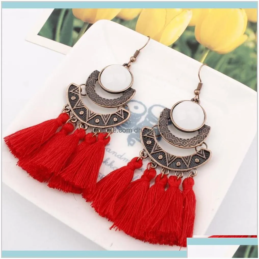 Boho High Quality Wedding Party Jewelry Fashion Exaggerated Woolen Tassel Vintage Personality Earrings For Women Lnkgt Chandelier