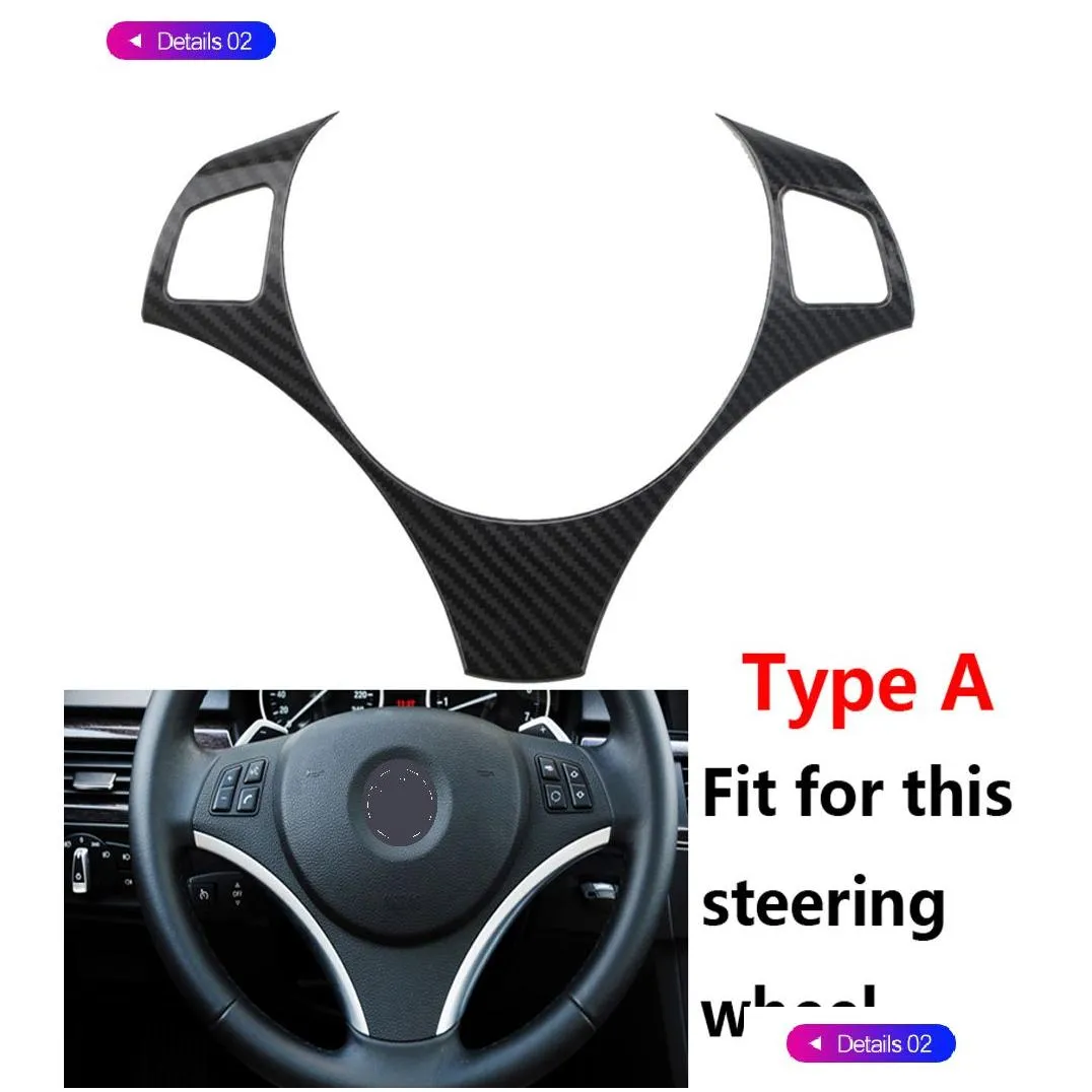 carbon fiber car steering wheel panel decoration cover trim moulding sticker for bmw 1 3 series e87 e90 e92 e93 2005-2012