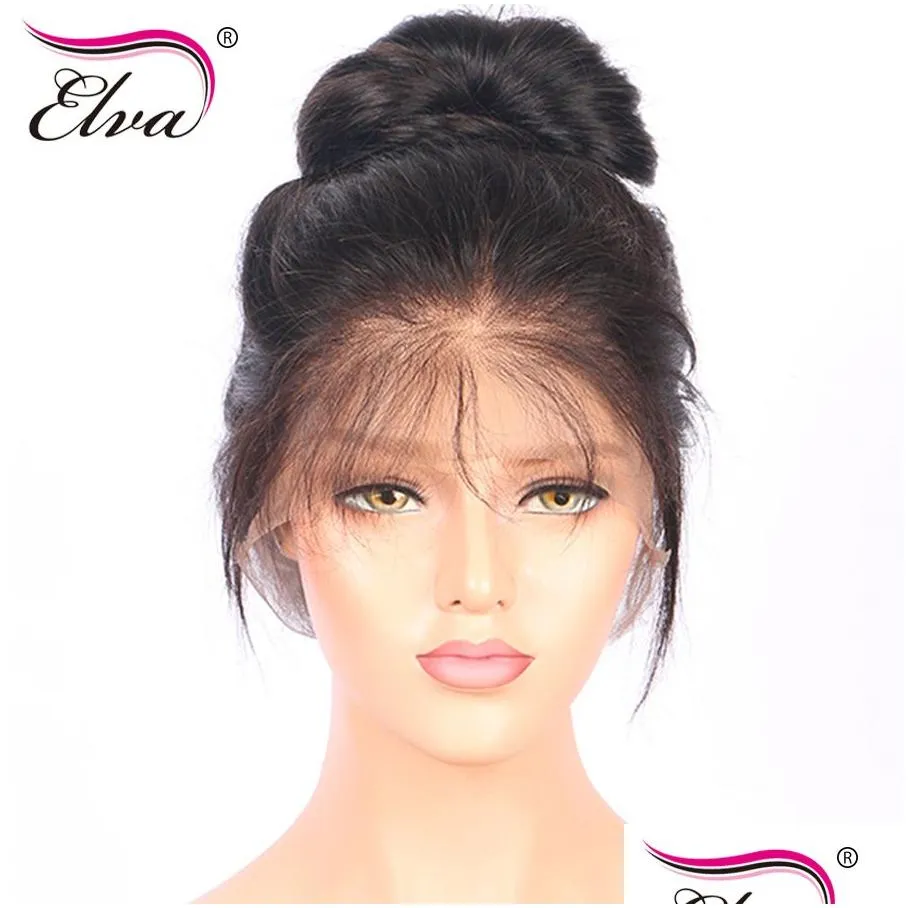 Elva Hair 180% Density 360 Lace Frontal Wig Pre Plucked With Baby Hair Straight Brazilian Remy Human Wigs For Black Women