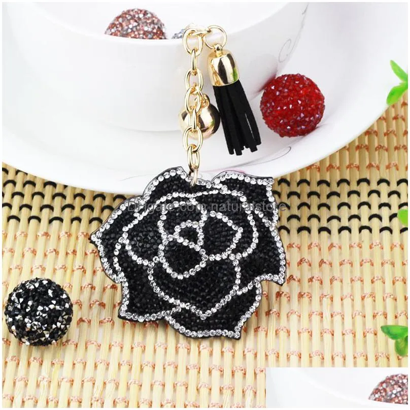 diamond painting key rings rose full drill special shaped women bag decoration pendant ornament keychain gift