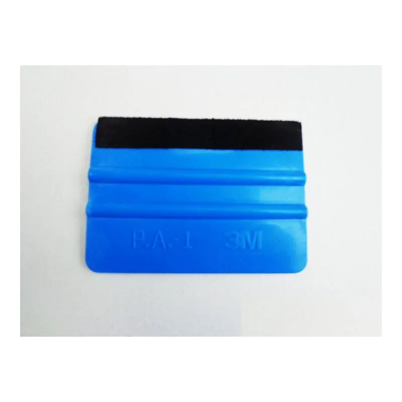 care cleaning tools car vinyl film wrapping tools blue color  scraper squeegee with felt edge size 10cmx7cm